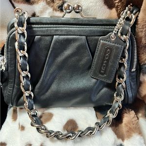 Coach leather kisslock purse